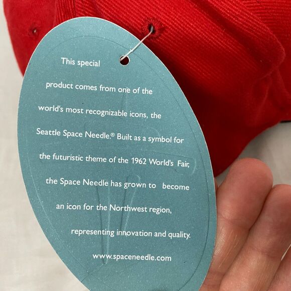 Space Needle Seattle Washington Hat Cap Red Embroidered Souvenir Strapback NEW - Picture 8 of 10